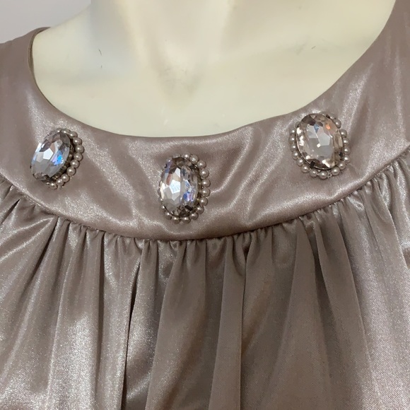 Jessica Howard Evenings tan Sleeveless Faux Gemstone Dress - Picture 9 of 13